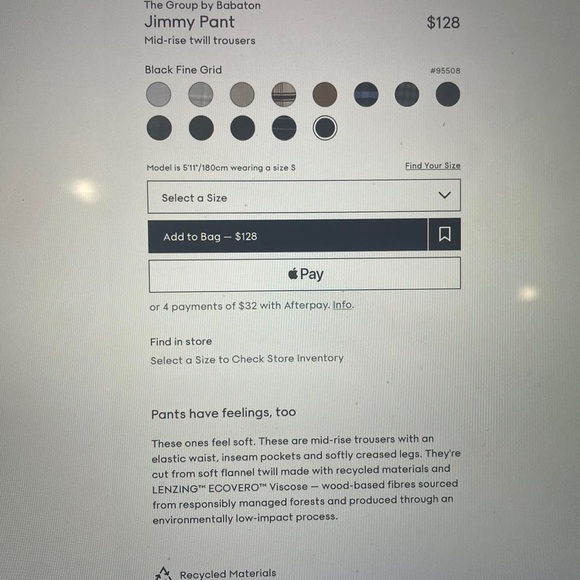 Aritzia babaton mid rise soft flannel twill plaid pants - Picture 4 of 4